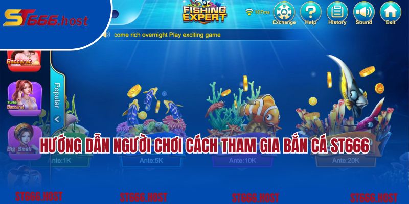 Hướng dẫn người chơi cách tham gia bắn cá ST666