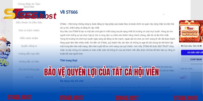 Chính sách bảo mật ST666 bảo vệ quyền lợi của tất cả hội viên