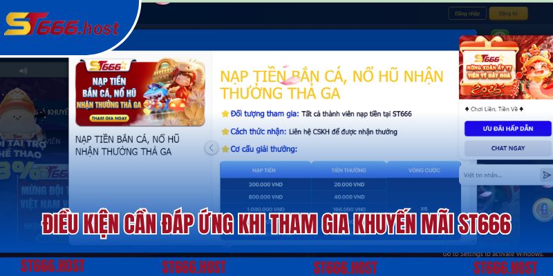 Tham gia khuyến mãi ST666 cần đáp ứng điều kiện gì?