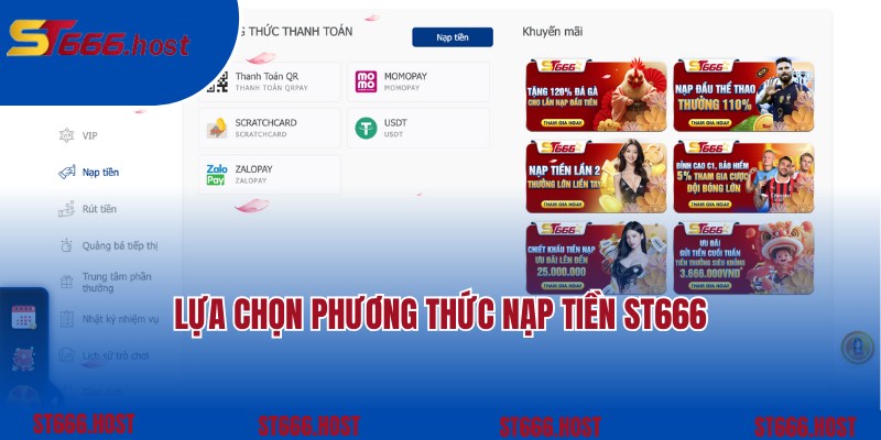 Chọn hình thức thanh toán nạp tiền ST666 phù hợp với nhu cầu