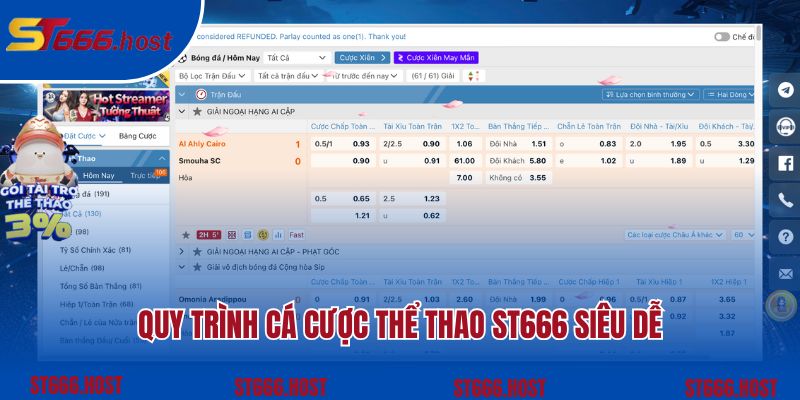 Quy trình cá cược thể thao ST666 siêu dễ